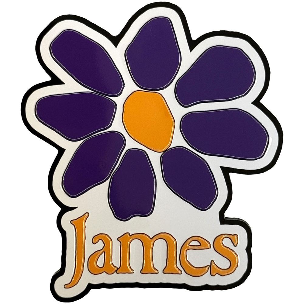 James - Orange Logo Purple Daisy Kühlschrankmagnet - Weiß/Mehrfarben